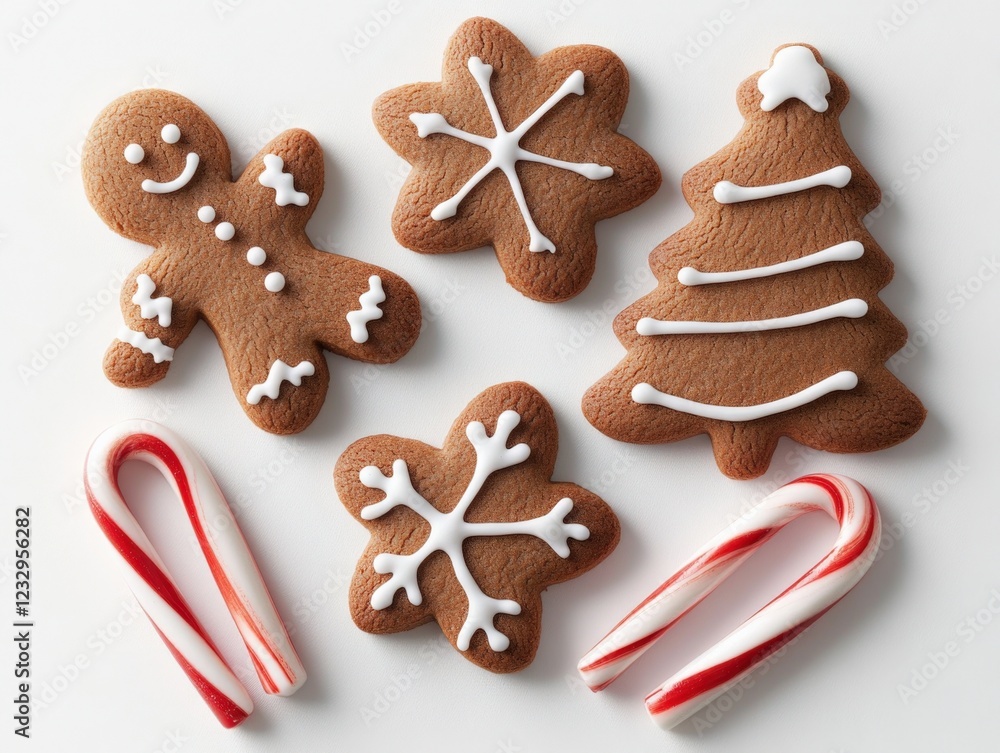 christmas gingerbread cookies with icing and candy canes christmas gingerbread cookies with icing and candy canes
