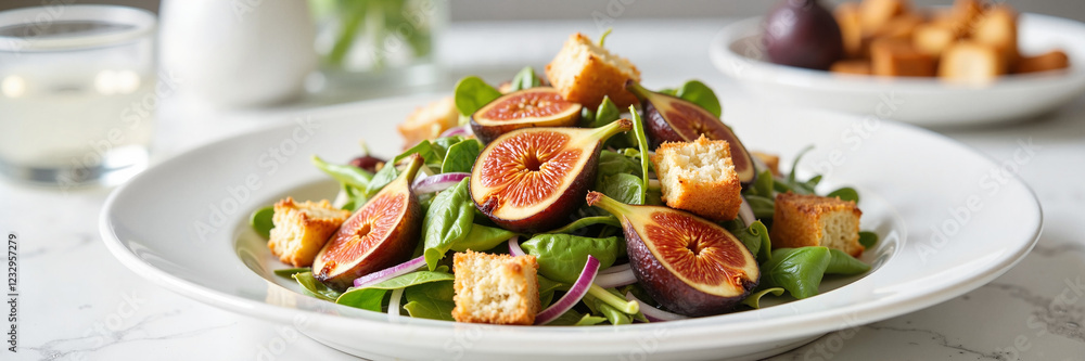 Fresh fig and cheese salad, ideal for food blogs and healthy eating promotions Fresh fig and cheese salad, ideal for food blogs and healthy eating promotions