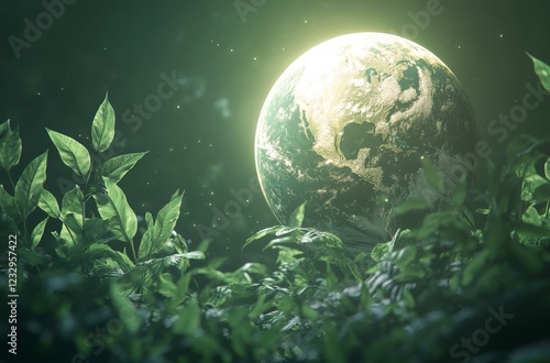 Exploring a vibrant globe surrounded by green foliage in a serene forest setting