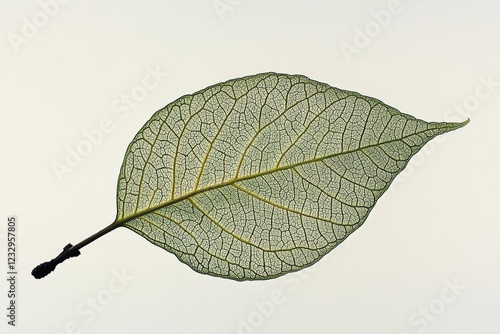 Detailed close-up of a green leaf showcasing its unique texture and structure...