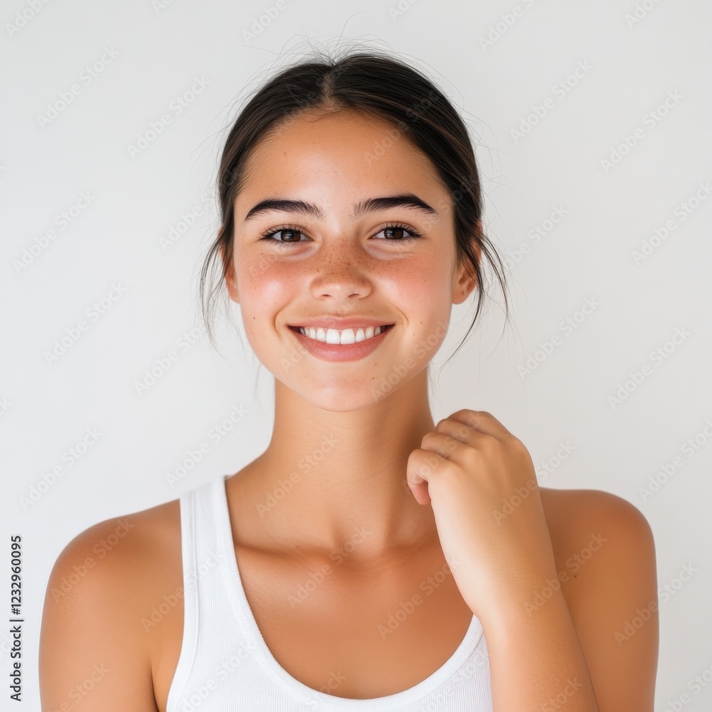 young woman with healthy, glowing skin smiles at the camera young woman with healthy, glowing skin smiles at the camera