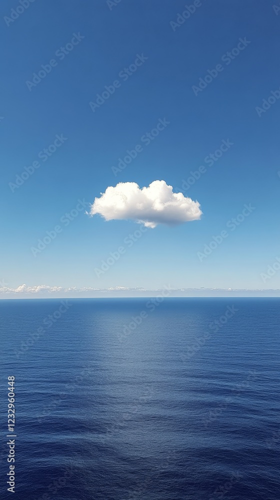 Fototapeta premium Beautiful cloud floating over calm ocean waters under a clear blue sky
