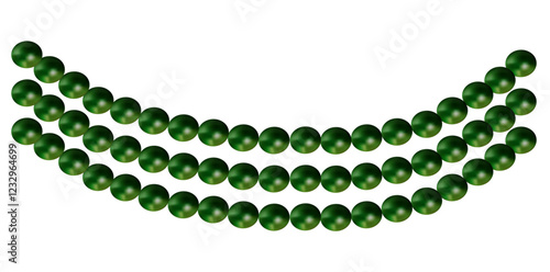Multilayer Pearl Necklace On White Background, Vintage Jewelry Beads Garland Vector Illustration.	