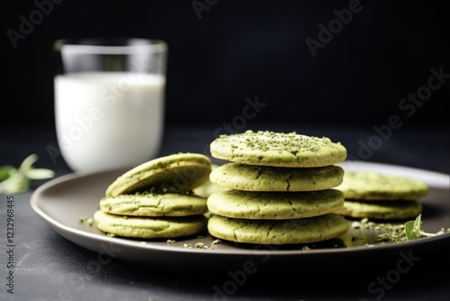 Wallpaper Mural Delicious Vegan Matcha Cookies. Colourful Stack of Healthy Treats with Green Tea and White Chocolate. Trendy Alternative for Balanced Diet Torontodigital.ca