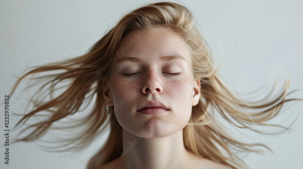 Portrait of a beautiful blonde woman with delicate features and captivating gaze. Blonde woman with natural, radiant beauty. Portrait of a beautiful blonde woman with delicate features and captivating gaze. Blonde woman with natural, radiant beauty.