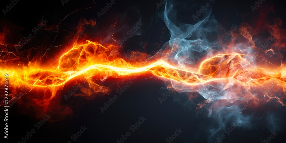 Electric Spark: Conceptual Image of Energy and Power with Electrical Cables in Close-Up View Electric Spark: Conceptual Image of Energy and Power with Electrical Cables in Close-Up View