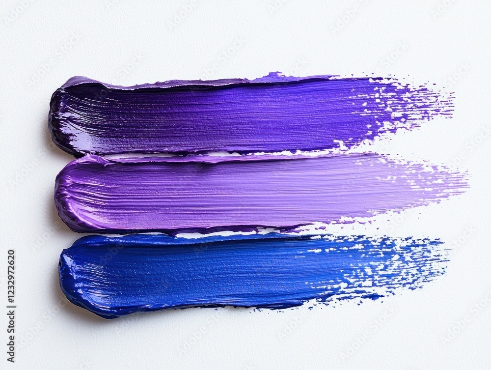 Fototapeta premium Purple & blue paint smears on white background for beauty product samples