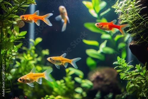 Colorful goldfish swimming gracefully in a vibrant underwater environment wit...