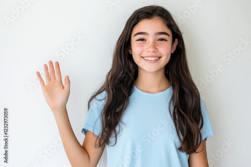 Wallpaper Mural smiling teenage girl waving hello Torontodigital.ca