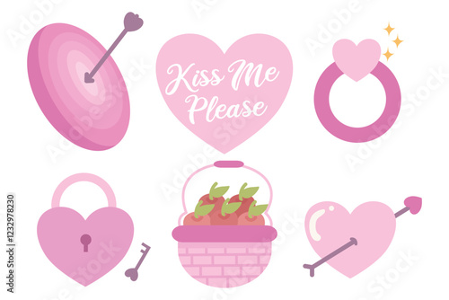 Happy valentine's day vector illustration set. Suitable for decorative elements for invitation, greeting card, postcard, clip art, sticker, etc