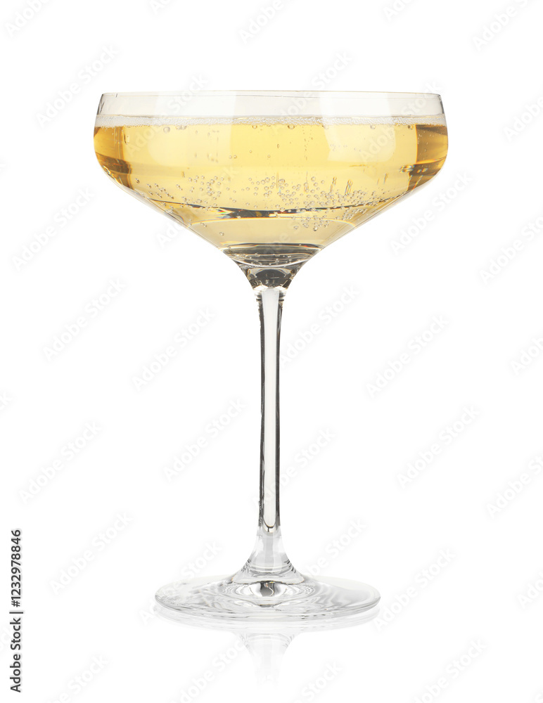Champagne in glass isolated on white. Sparkling wine Champagne in glass isolated on white. Sparkling wine