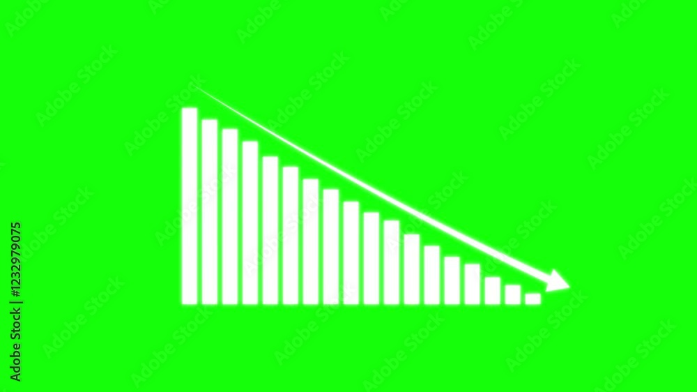 Animated of down business graph icon .business or finance concept icon , Financial business Loss down graph chart. business loss concept.