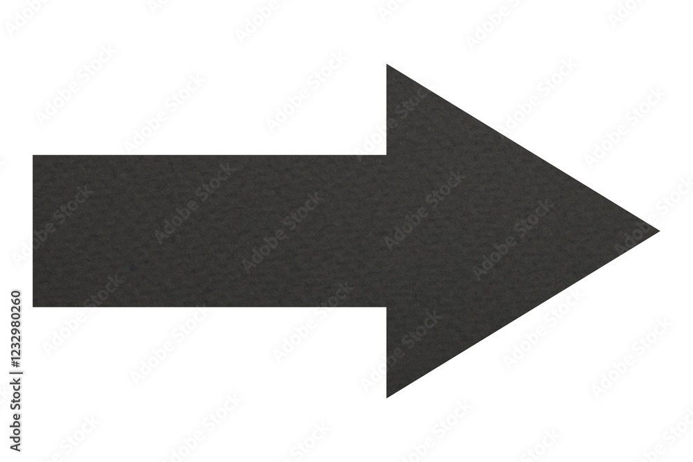 Fototapeta premium Arrow with texture of dark grey paper isolated on white