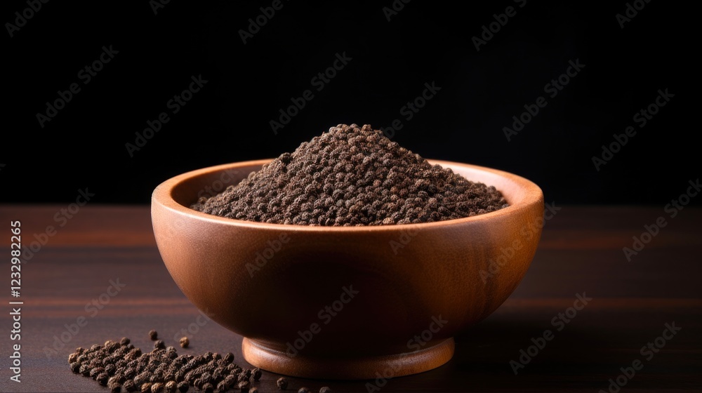 Flavorful Black Pepper Powder for Culinary Delights - Aroma Rich Asian Condiment in Bowl on White Background Flavorful Black Pepper Powder for Culinary Delights - Aroma Rich Asian Condiment in Bowl on White Background