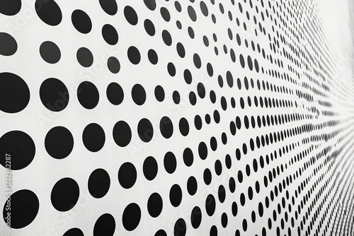 Black and white circular pattern with varying shades on a textured surface