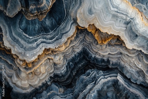 Stunning geological formation showcasing intricate layers of agate in various...