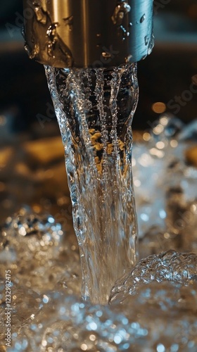 Flowing water creates sparkling reflections in a natural environment