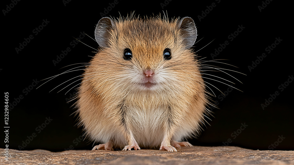 Cute fluffy mouse portrait, dark background, wildlife Cute fluffy mouse portrait, dark background, wildlife