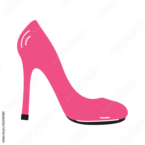 High heel shoe design in bright pink color suitable for fashion illustrations or advertisements