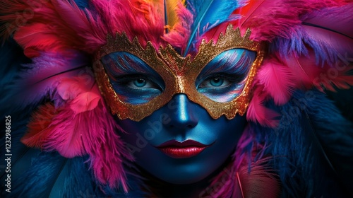 Wallpaper Mural A dazzling carnival mask with bright colorful feathers and glittering accents, evoking joy and festivity. Torontodigital.ca