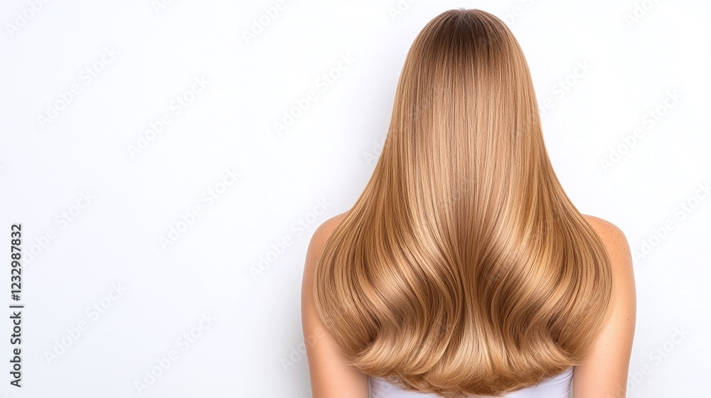Back view of young woman with long straight blonde hair, silky smooth texture, natural light, isolated on white background, minimalistic composition, haircare and beauty concept
Back view of young woman with long straight blonde hair, silky smooth texture, natural light, isolated on white background, minimalistic composition, haircare and beauty concept
