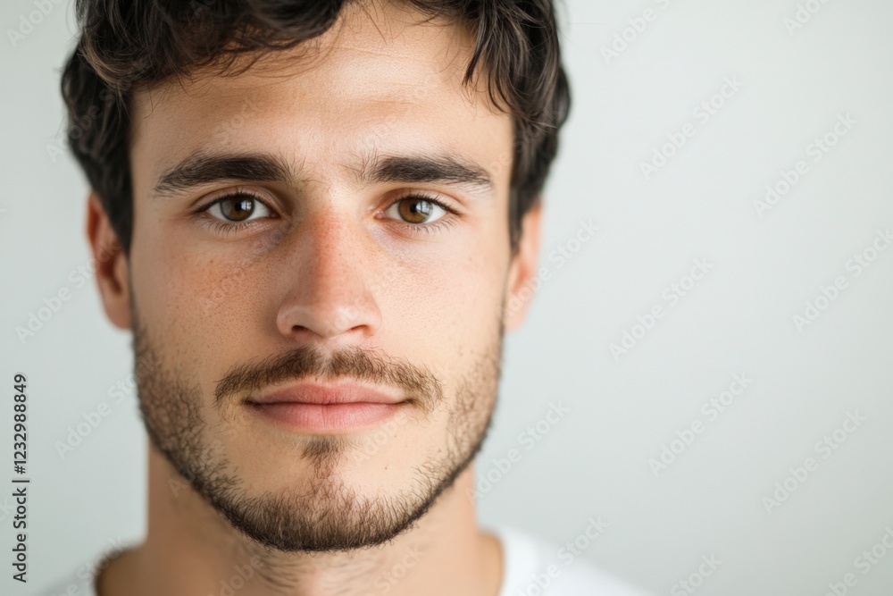 Fototapeta premium headshot of a young man with brown hair and brown eyes