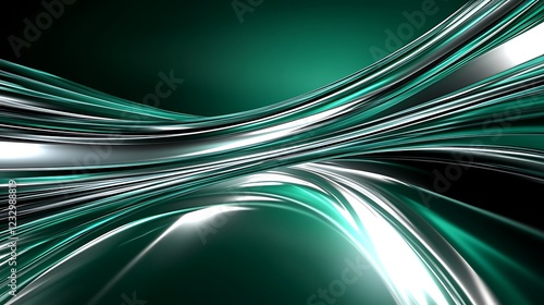 Abstract Teal and Silver Swirling Lines Design