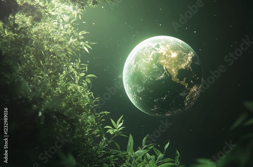 Exploring a vibrant globe surrounded by green foliage in a serene forest setting