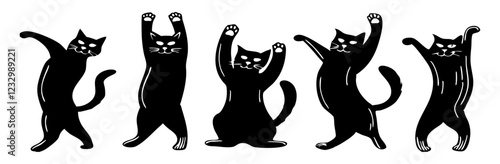 Cartoon Cat Poses  Simple and Cute Cat Silhouettes