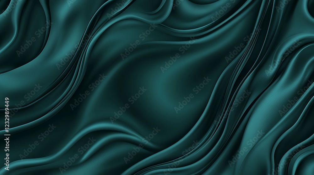 Fototapeta premium Abstract Teal Silk Drapery Swirling Design
