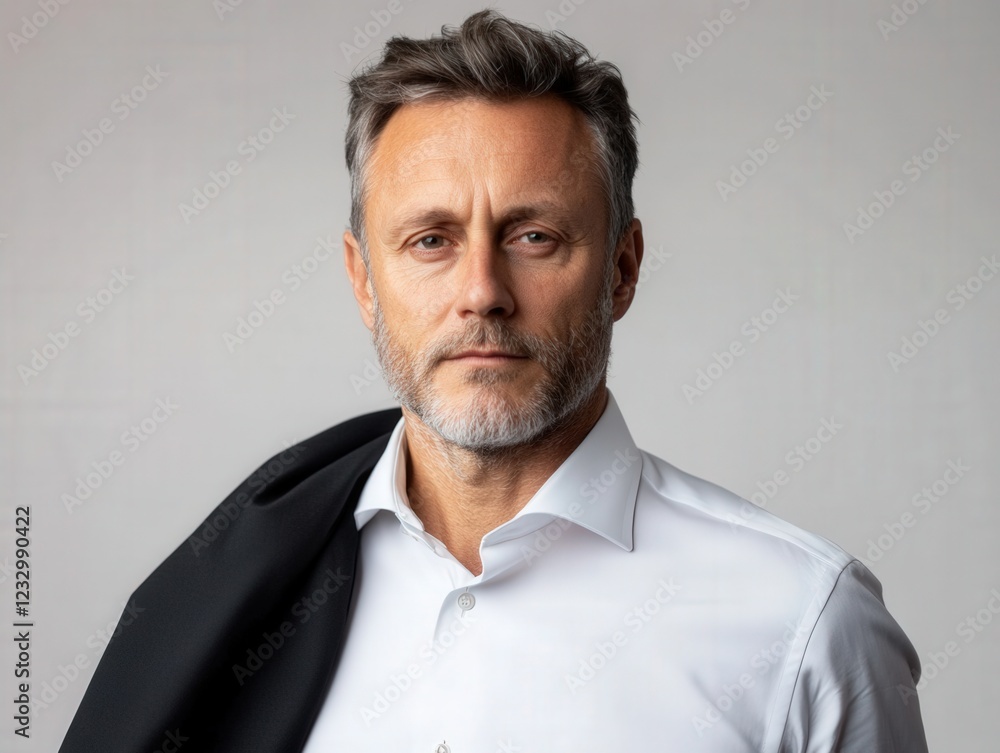 portrait of a confident businessman in a white shirt and black jacket portrait of a confident businessman in a white shirt and black jacket