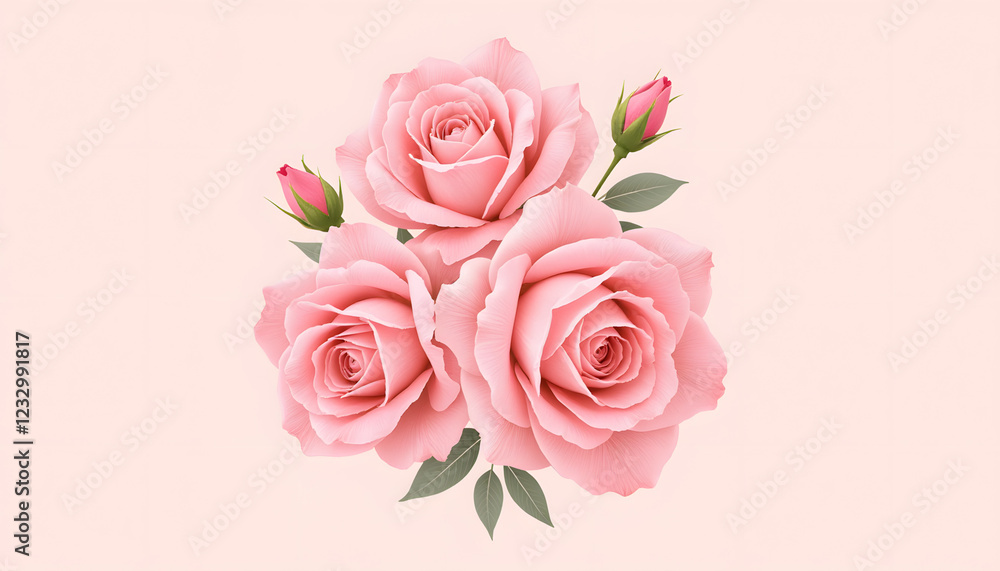 Pink roses bouquet on soft pastel background Pink roses bouquet on soft pastel background