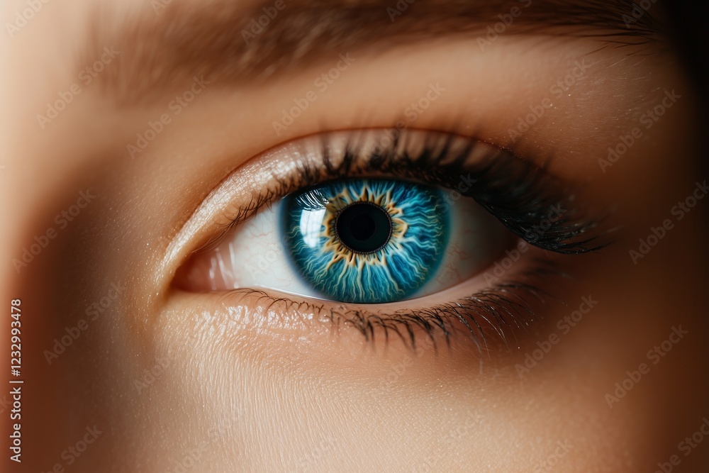 Macro shot of a womana??s vibrant emerald-blue eye, with radiant veins and intricate textures in the iris, captured in Macro shot of a womana??s vibrant emerald-blue eye, with radiant veins and intricate textures in the iris, captured in