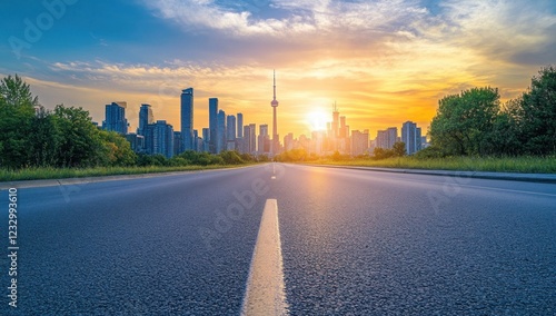Toronto Skyline Sunset: A Scenic Drive towards the City's Golden Hour