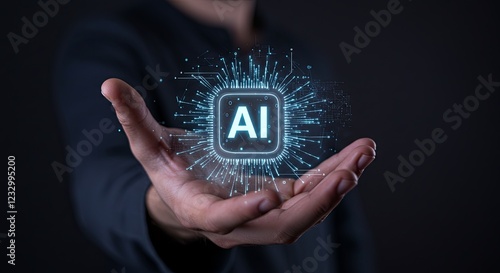 Hand holding AI logo