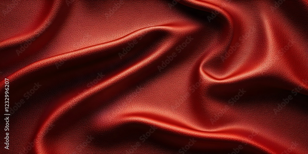 Fototapeta premium Luxurious red silk fabric draped elegantly with gentle folds and soft reflections
