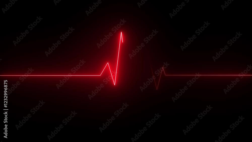 Electrocardiogram show pulse rate graph ,Heart beat ,ECG ,EKG interpretation ,Vital sign ,Life line .Glowing heartbeat test icon neon signal animation black background Electrocardiogram show pulse rate graph ,Heart beat ,ECG ,EKG interpretation ,Vital sign ,Life line .Glowing heartbeat test icon neon signal animation black background