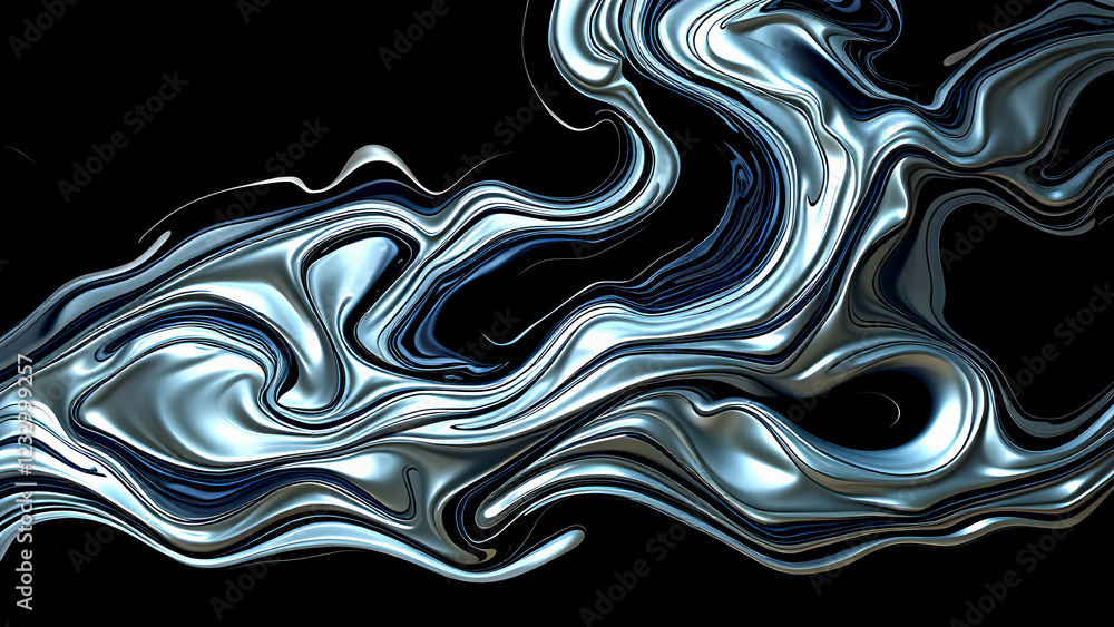 Abstract Silver Liquid Flow on Black Background - Metallic Fluid Art
Abstract Silver Liquid Flow on Black Background - Metallic Fluid Art