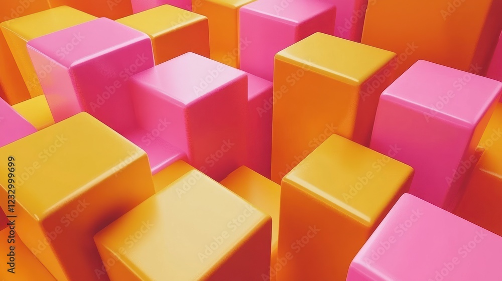 Obraz premium Abstract pink and orange 3D cube background.