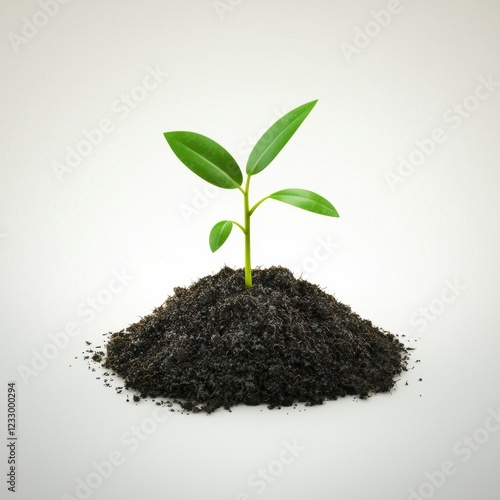 Wallpaper Mural Little sprouts growing in rich soil, symbolizing new beginnings, centered on a clean white background Torontodigital.ca