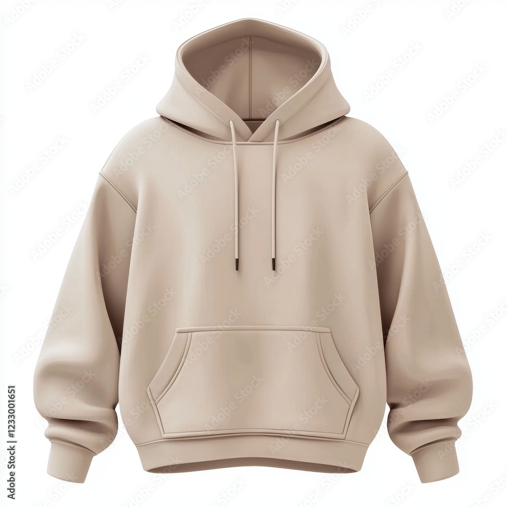 Modern oversized hoodie with a minimalist design in neutral colors, isolated on a clean white background Modern oversized hoodie with a minimalist design in neutral colors, isolated on a clean white background