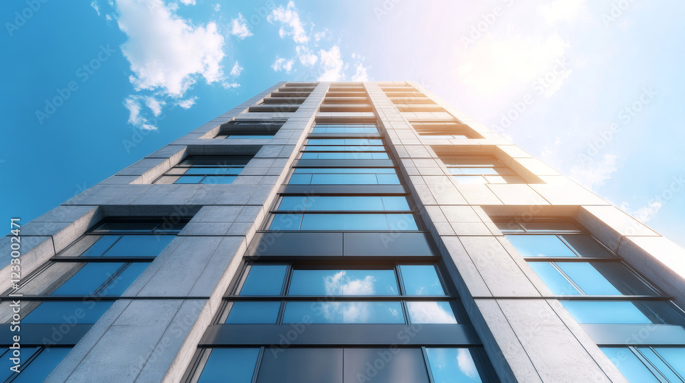 concrete exterior architecture building environment with sky and sun light 3d render illustration concrete exterior architecture building environment with sky and sun light 3d render illustration
