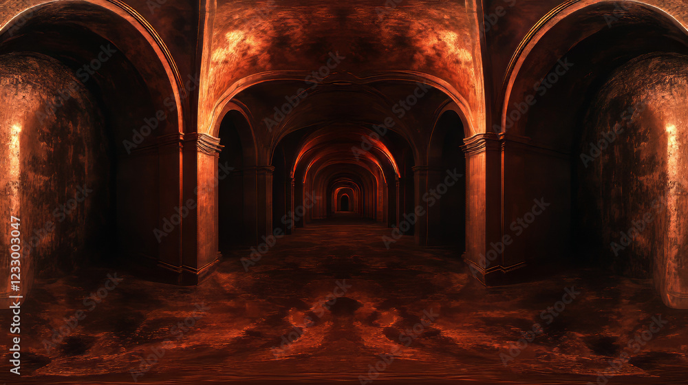 Obraz premium dark abstract architecture hall 3d render illustration background