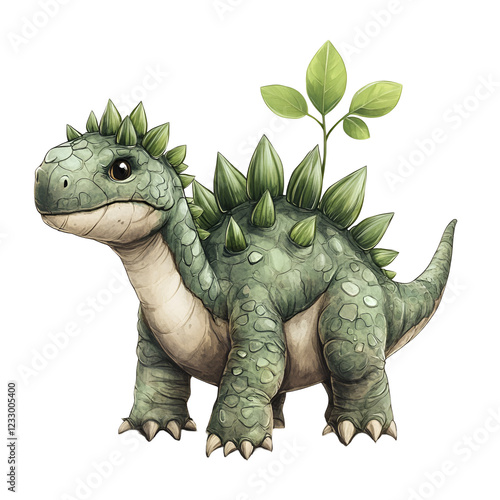 Spring Dinosaur Clipart - Cute Vector Illustration