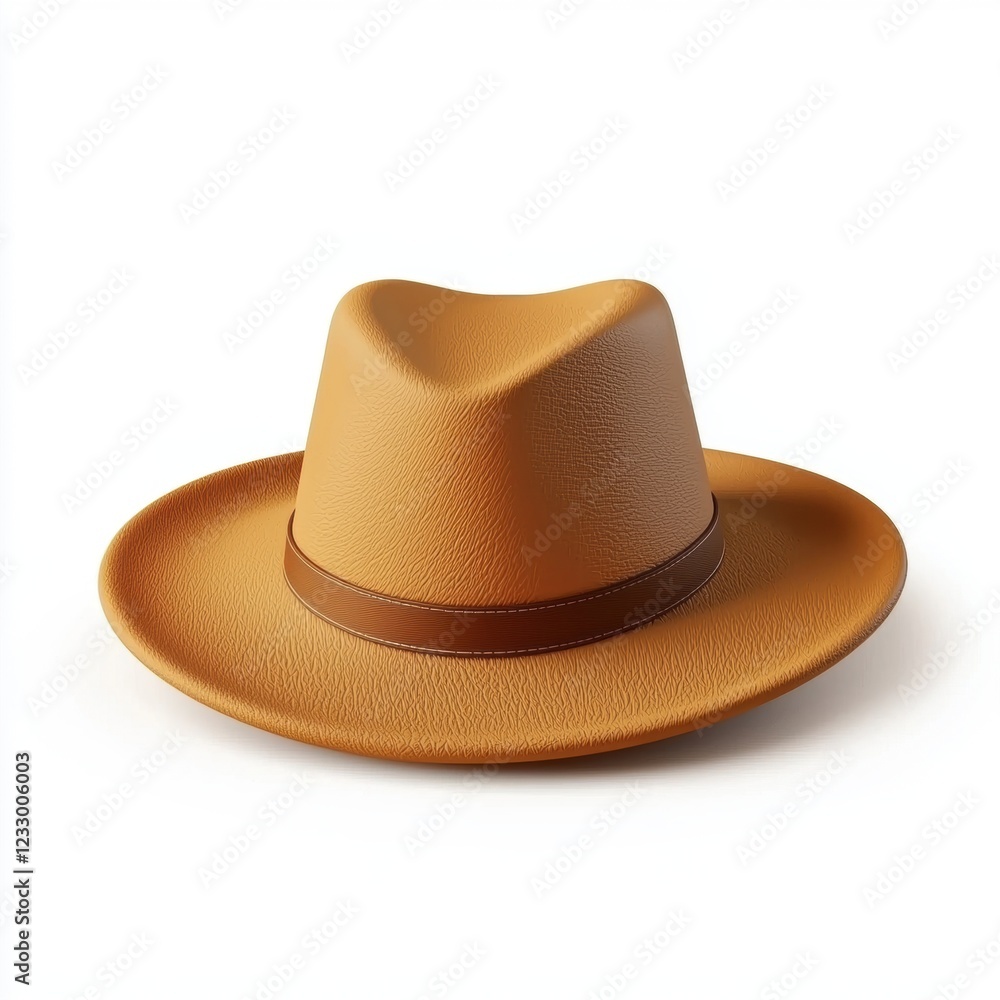Stylish wide-brim hat with a boho-chic design, centered on a clean white background Stylish wide-brim hat with a boho-chic design, centered on a clean white background