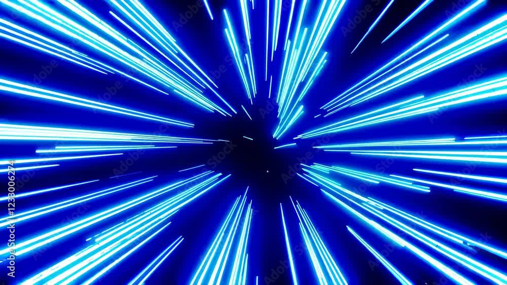 Hyperspeed light tunnel effect. Dynamic blue neon streaks radiating from center. Futuristic warp speed visualization. Abstract space travel concept. High-tech digital background Hyperspeed light tunnel effect. Dynamic blue neon streaks radiating from center. Futuristic warp speed visualization. Abstract space travel concept. High-tech digital background