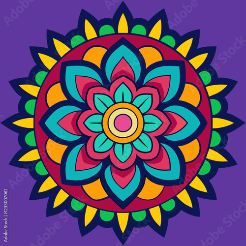 Color hand drawn style mandala design, abstract floral background, abstract colorful background, abstract flower pattern, Background vector 