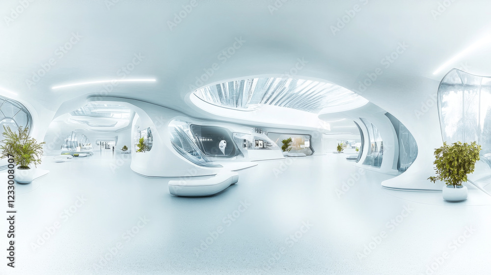 futuristic abstract white technology concept science fiction design building interior 3d render illustation hdr vr style futuristic abstract white technology concept science fiction design building interior 3d render illustation hdr vr style