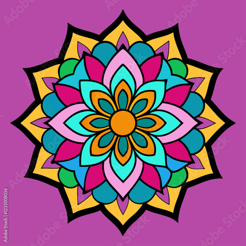 Color hand drawn style mandala design, abstract floral background, abstract colorful background, abstract flower pattern, Background vector 