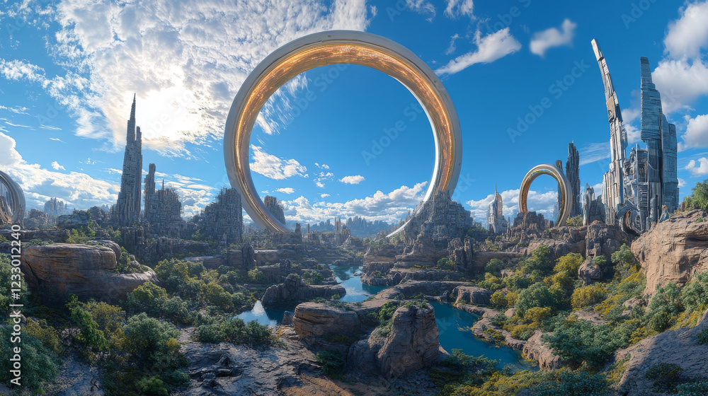 Fototapeta premium 3d illustration spherical full 360 vr degrees hdr style panorama, technology 3D rendering